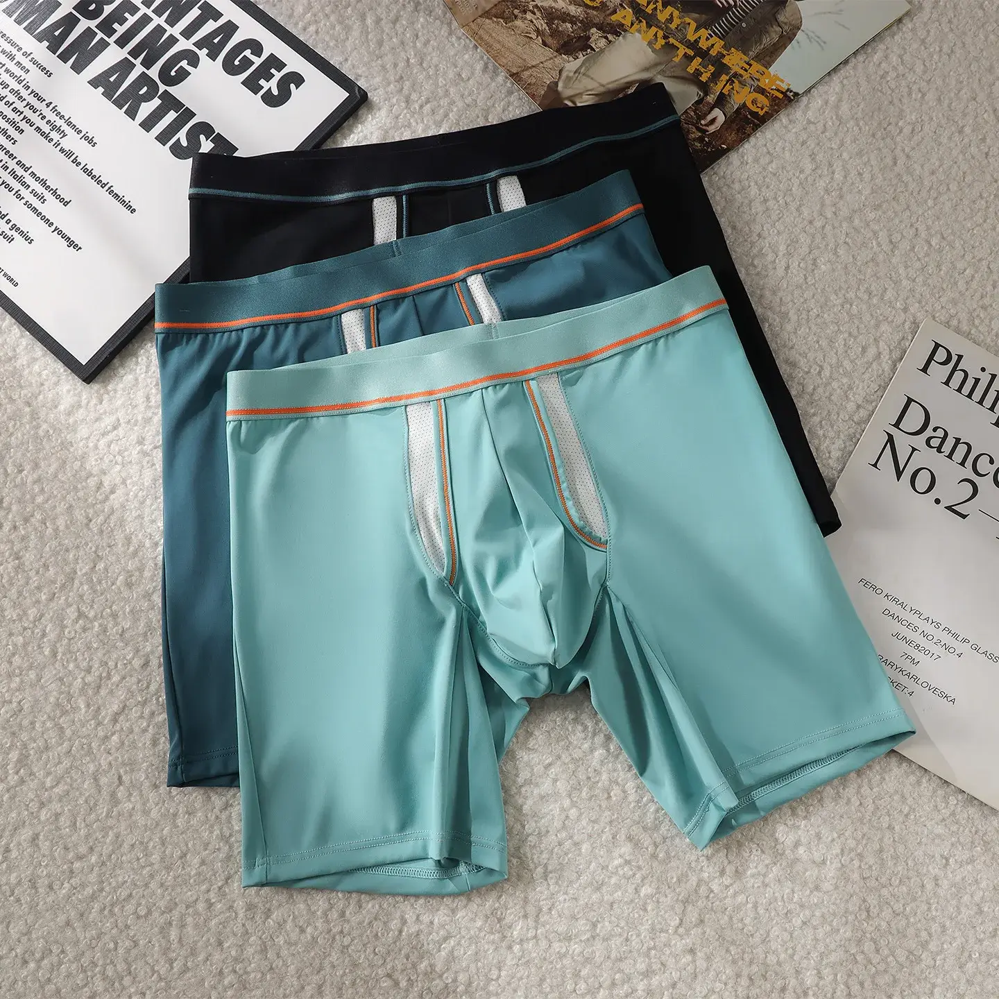 Men's Underwear Boxer Shorts Slim Ice Silk Extended Leg Boxers Man Breathable Bullet Separation Pouch Panties Male Underpants — image 5