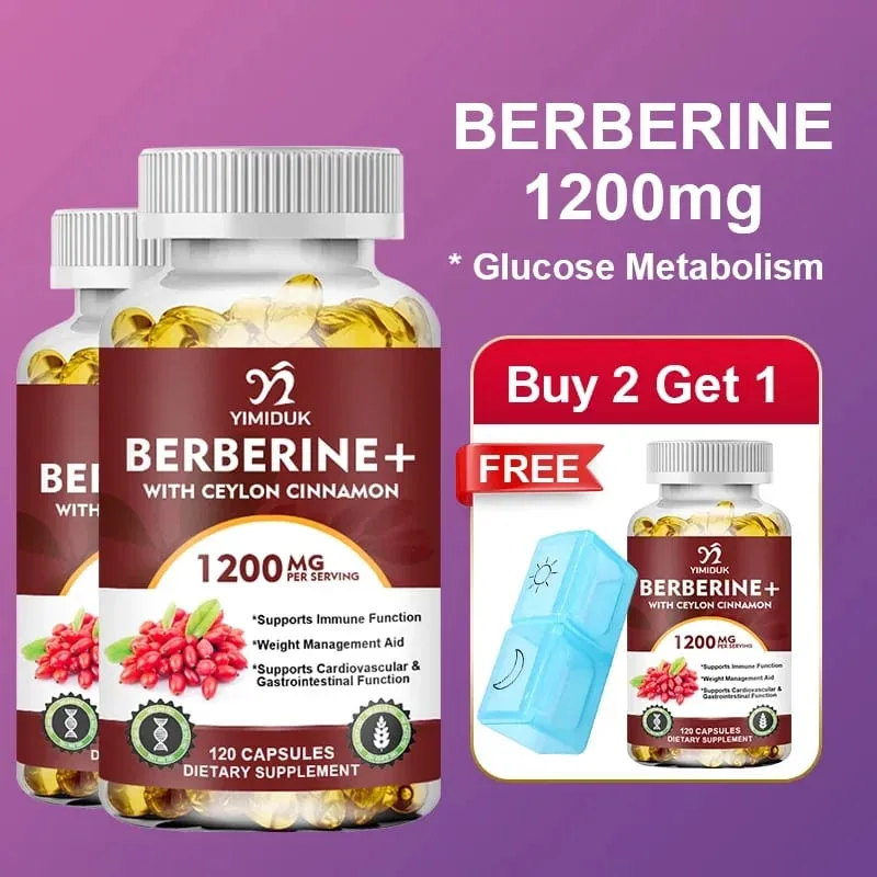 Berberine 1200mg Supplement Supports AMPK Activation Healthy Glucose Metabolism Immunity & Weight Control for Adults — image 2