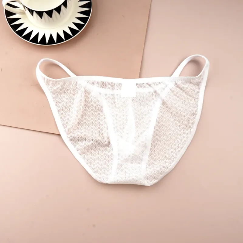 Mesh Nylon Pink Underwear for Men Solid Color Breathable Summer Cool Male Bulge Pouch Briefs Ultra Thin Sexy Plus Size Panties — image 15