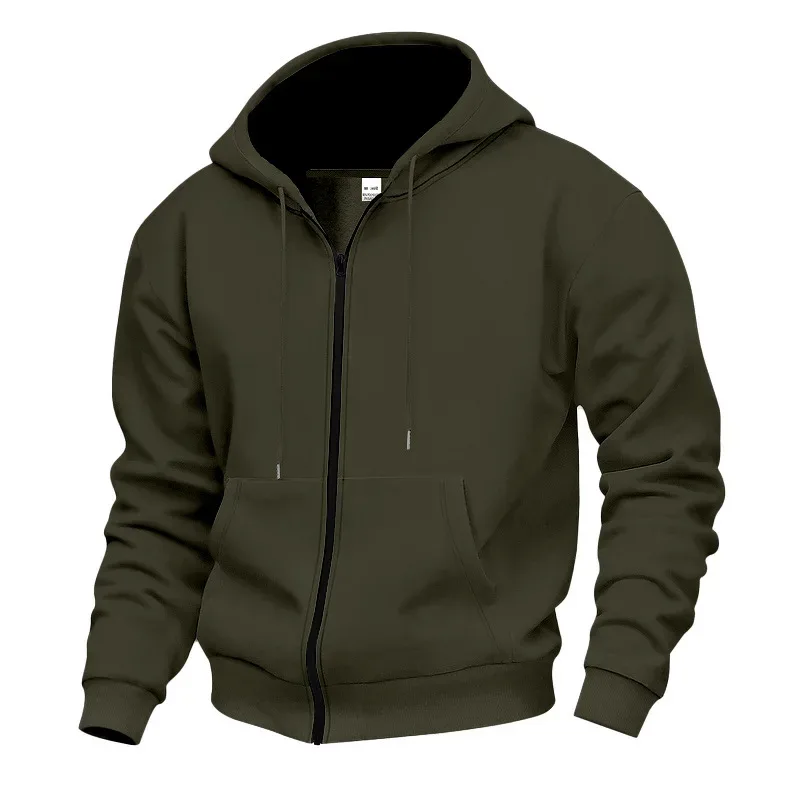 New 2026 Men's Autumn Casual Solid Long Sleeve Zipper Hooded Sweatshirt Coat Male Fashion Outdoors Sportswear Hoodies Jackets — image 47