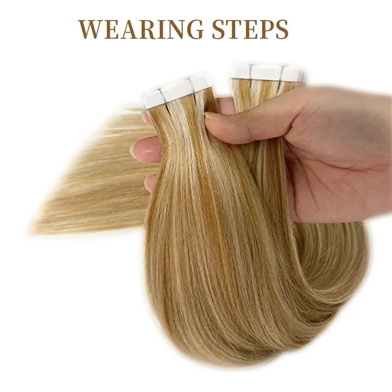 Double Drawn European Wholesale Tape in Extensions Invisible Cuticle Aligned Remy Tape in Hair Extensions 100% Human Hair