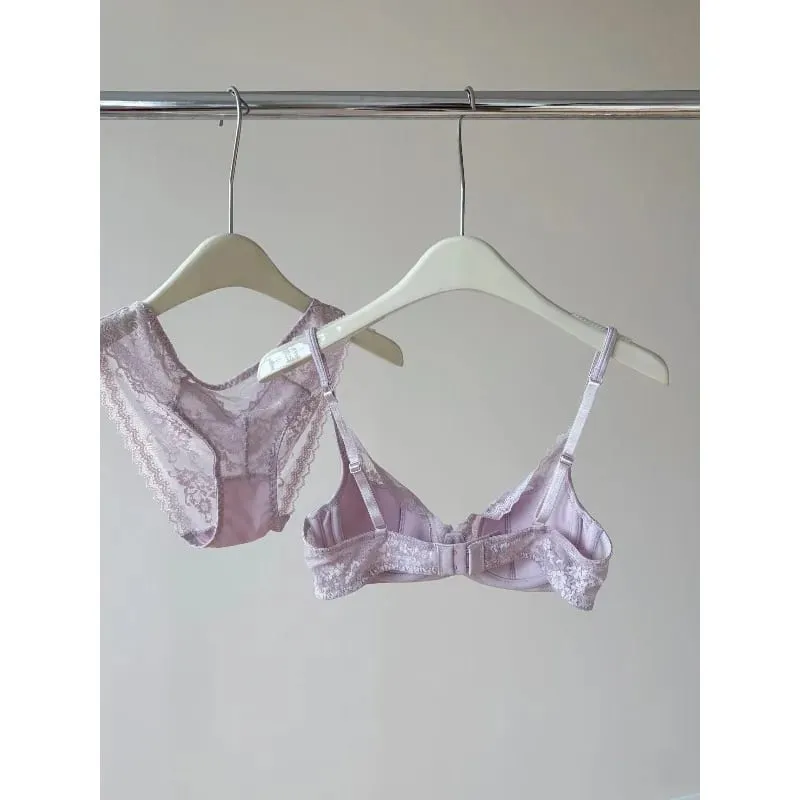 French Lace Underwire Bra Set | Half Cup Push Up Bra Large Bust Summer Lightweight Slimming Anti Sag Women‘s Lingerie BANERDANNI