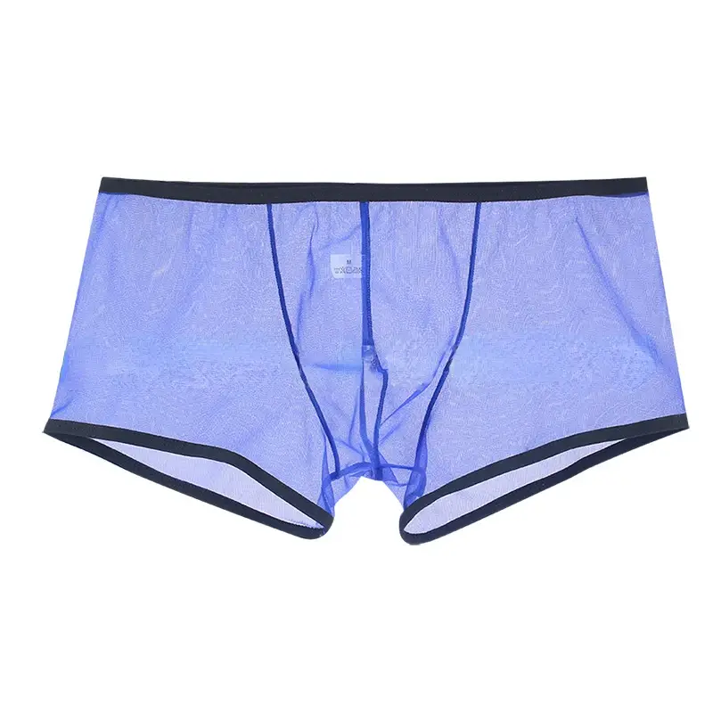 Homens ver através de cuecas boxer ultra-fino shorts u convexo bolsa cueca calcinha malha baixa ascensão transparente qucik-seco cuecas