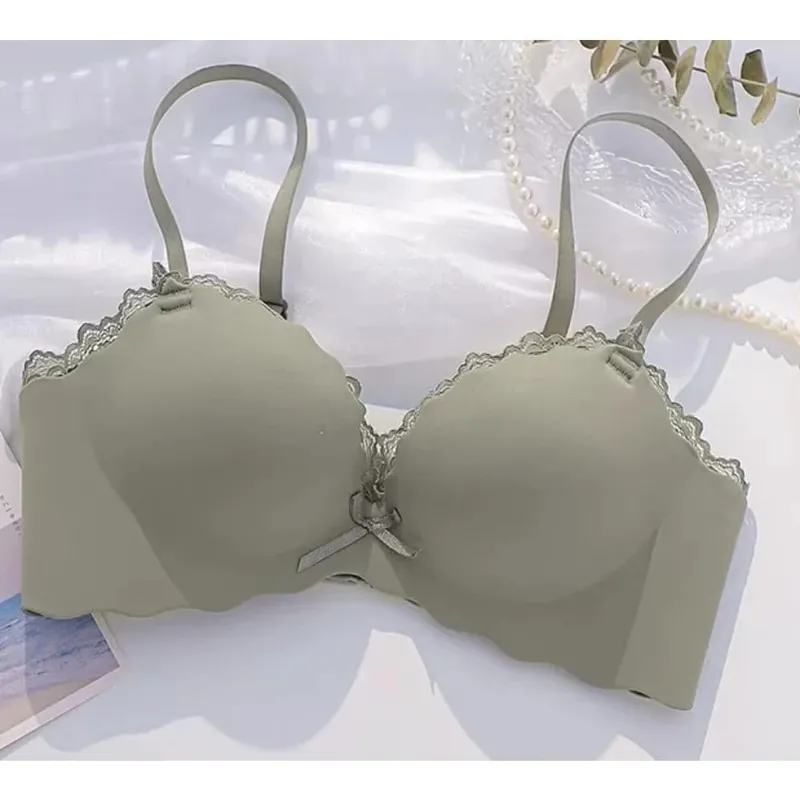 AA Cup Padded Push‑up Bra Panty Set Wireless Seamless One‑piece Lingerie Suit for Small Flat Chest Soft Daily Casual Underwear