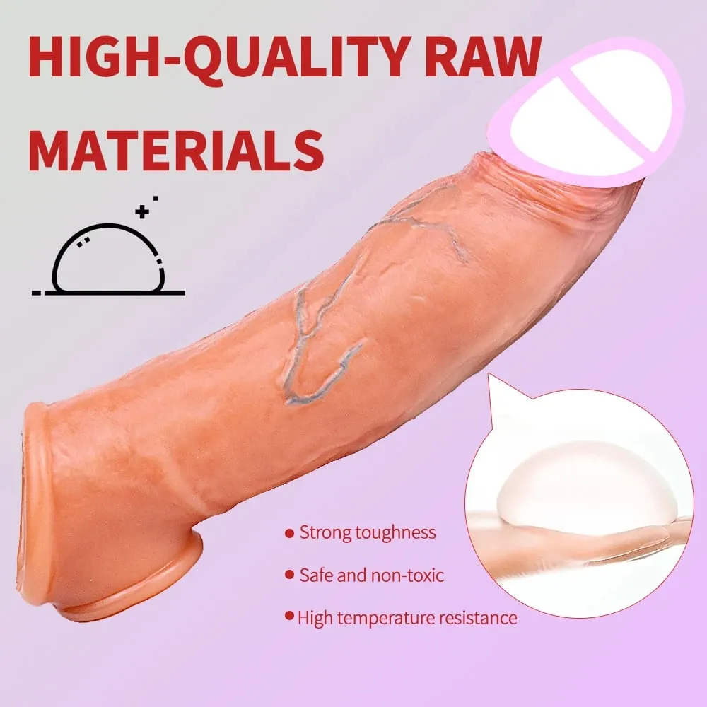 Fondina in silicone sottile con custodia per pene riutilizzabile realistica con estensore per l'ingrandimento del pene con anello anti-scatto per l'eiaculazione ritardata degli uomini