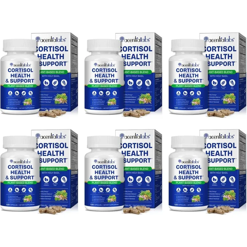 AcentiaLabs Cortisol Health & Support Capsules with Holy Basil Ashwagandha and Magnesium for Calm Stress Balance 120 Capsules — image 12