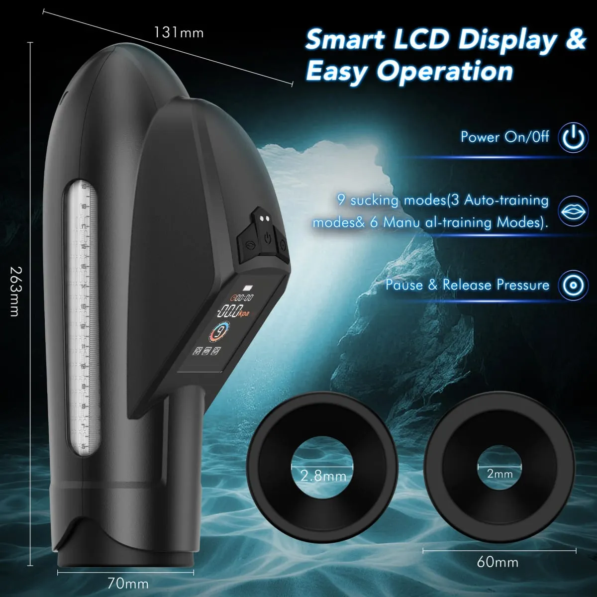 Electric Penis Pump Sex Toys Pumps Enlargers Submarine Vacuum Sex Toy for Men Penis Extender Pumps with 9 Suction Modes