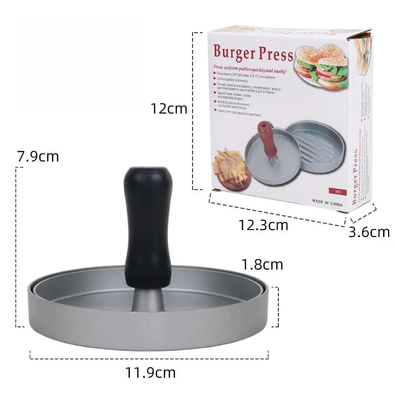 1PC Non-stick Burger Druk Patty Maker Metalen Hamburger Mal voor Rundvlees Kaas Veggie Burger Maken Geschikt voor BBQ Grill Koken — image 8