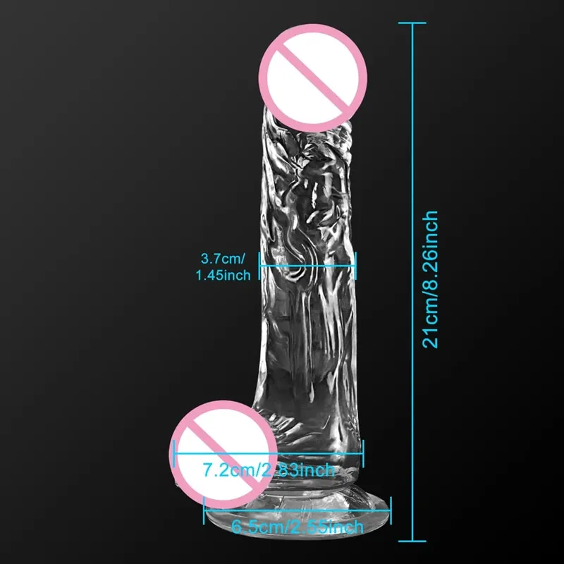 Makatotohanang Soft Dildo para sa mga Babaeng Baguhan Transparent na Ari na may Malakas na Suction Cup Hands-Free Play para sa Adult Sex Masturbator — image 9