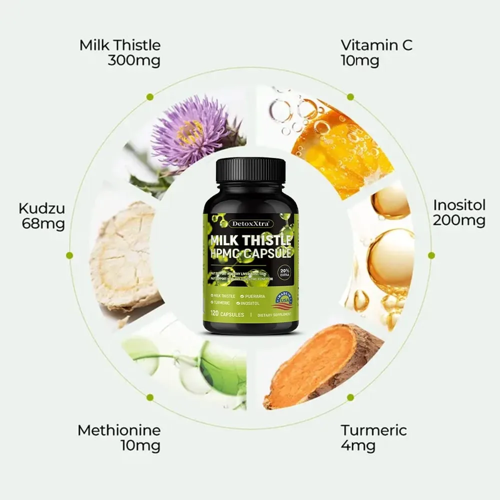 Milk Thistle Liver Cleanse Detox Health Supplement Supports Healthy Liver Function Men & Women Boosts Immunity Antioxidant — image 6