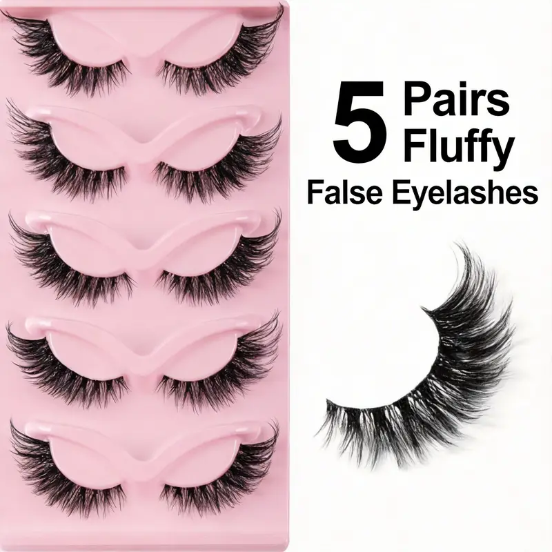 5 Pairs Cat Eye False Eyelashes Faux Mink Natural Long Manga Lashes Winged Elongated Outer Corner Fake Eyelashes Daily Makeup
