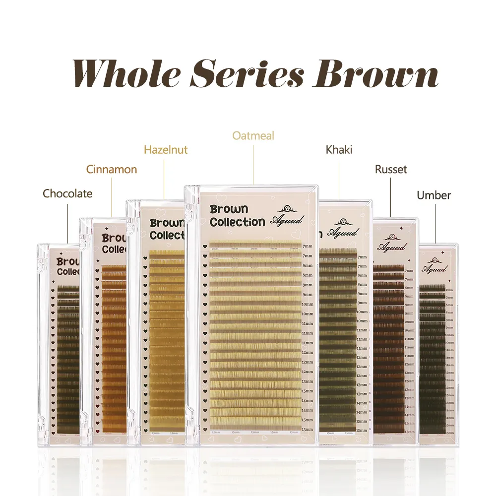 Pro 20 Rows Brown Collection Individual Eyelash Extension Russian Volume Lashes MIX7-15 Soft Mink Brown Eyelashes Makeup — image 3
