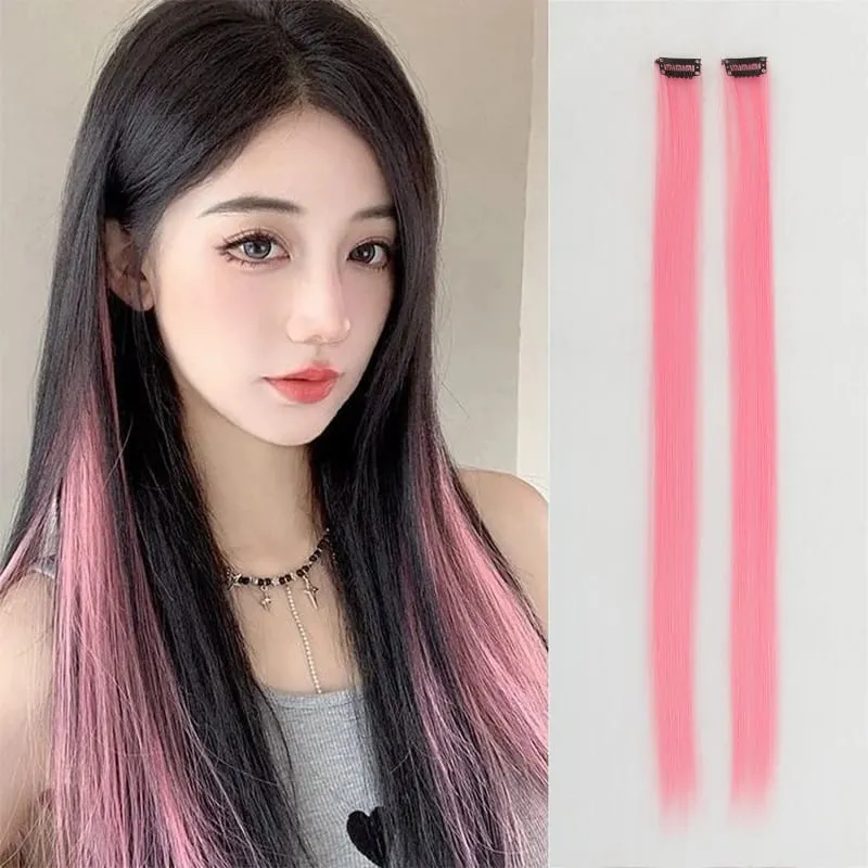 Pick dye wig piece female color hanging ear dye one-piece simulated long straight hair extension piece — image 2