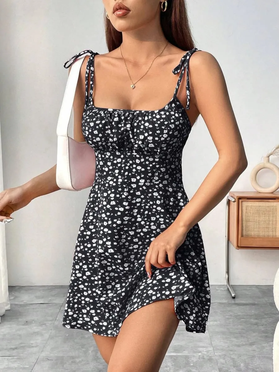 Ladies Spring Summer Elegant Casual Y2K Sexy Floral Print Invisible Zipper A-Line Mini Dress Women's Fashion Retro Skirt — image 4