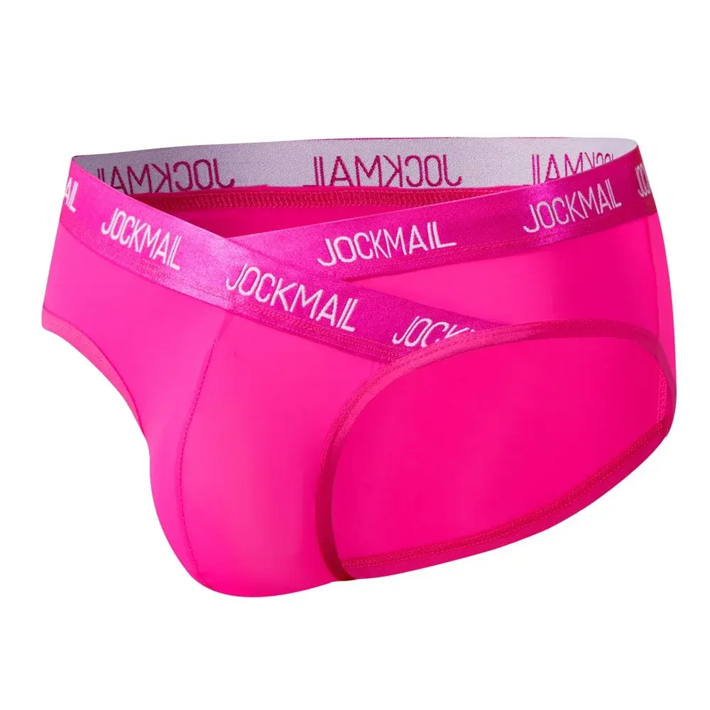 Jockmail Мужское нижнее белье с низкой талией Сексуальные спортивные дышащие летние трусы из ледяного шелка Большая сумка Нейлоновые однотонные мужские трусики — image 25
