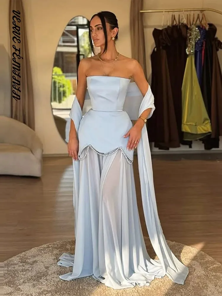 Women's Evening Dresses Mesh Patchwork Strapless Long Dress Elegant Female Ribbon Sleeveless Backless Waist Cinching Vestido New