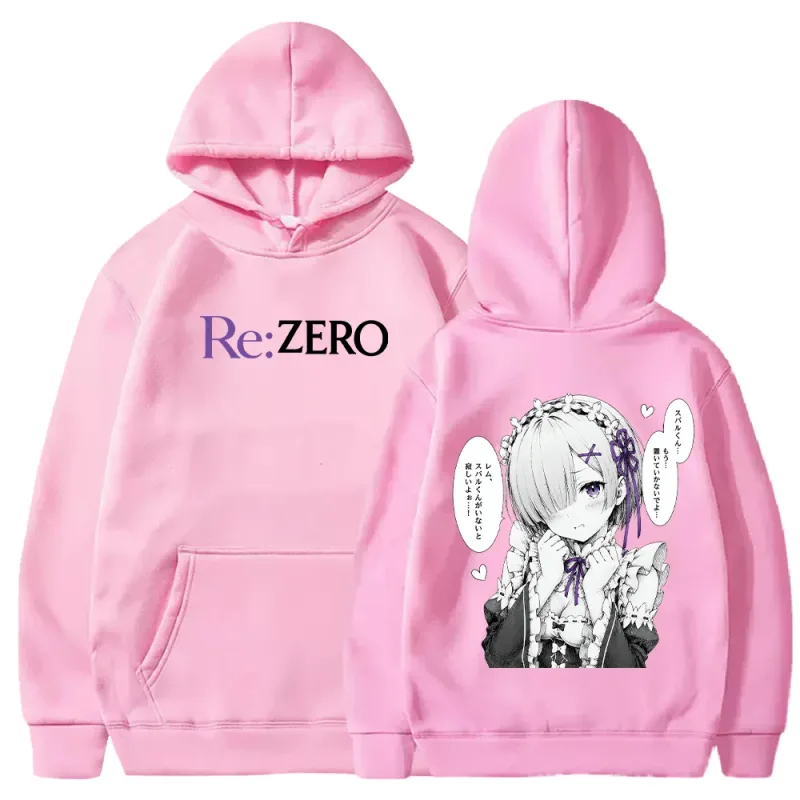 Rem Manga Re:Zero Printed Hoodies Fashion Harajuku Streetwear Men Women Clothing Fall Long Sleeve Casual Fleece Hooded Pullover