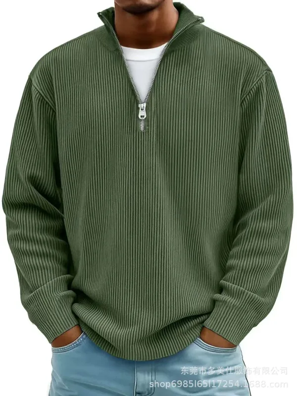 Men's Autumn Winter Stand-Collar Zip-Up Sweatshirt Loose Long Sleeve Casual Daily Outdoor Fashion Trendy Men's Outerwear — image 3