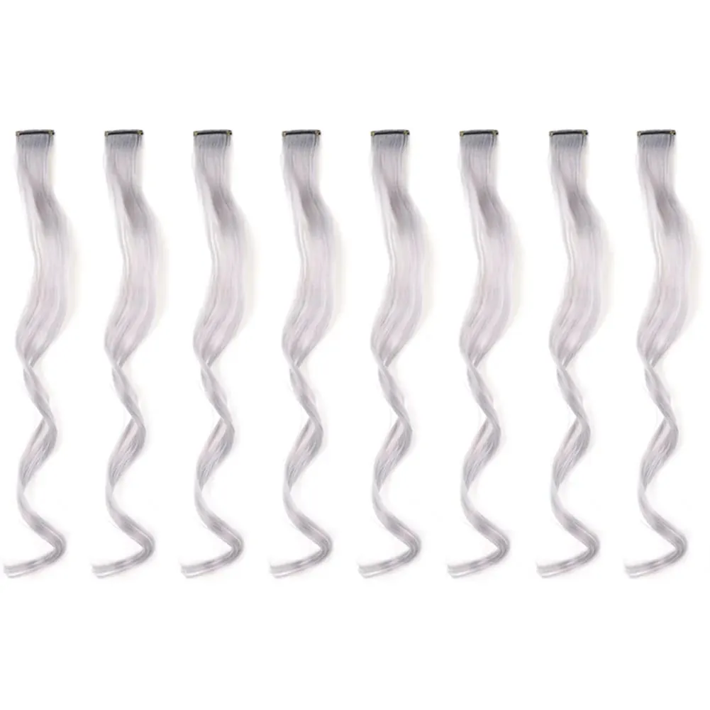 20 Inch Colourful Curly Wavy Party Highlights Clip in Synthetic Hairpieces 8 Pack Curly Colored Hair Extensions for Women — image 24