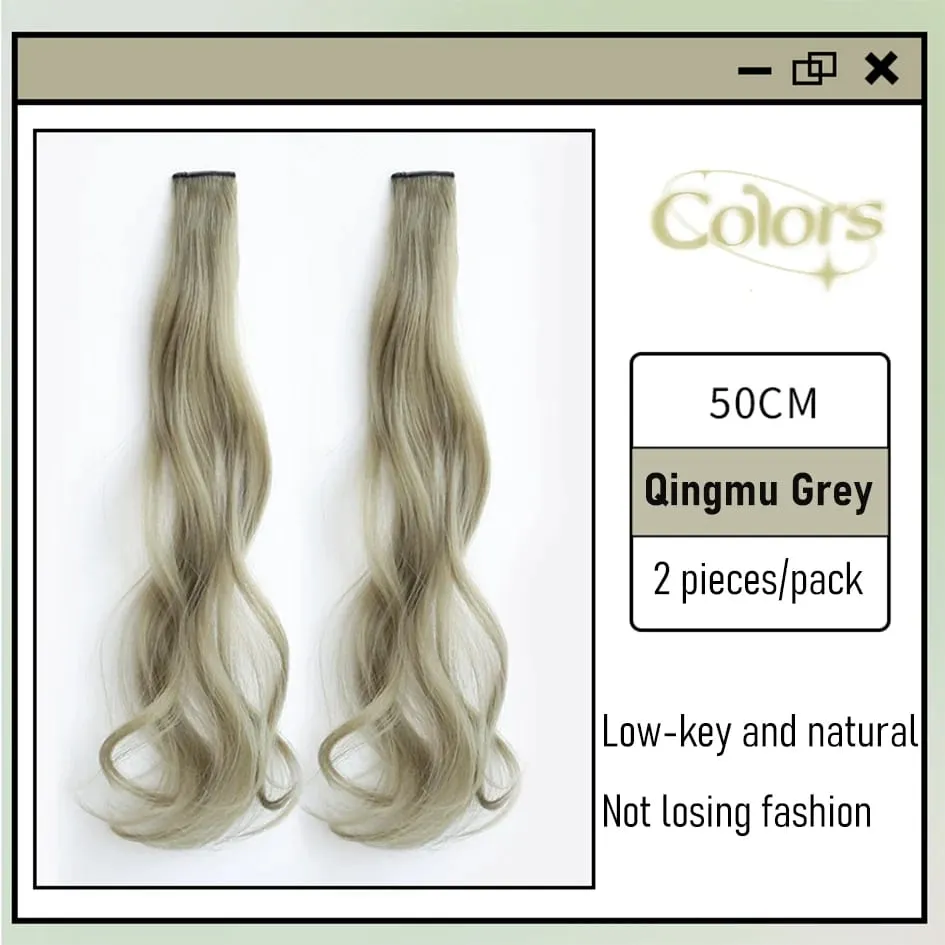 Synthetic 2 Pieces/Set 50cm Colored Curly Hair Extensions Water Wave Pink/Blue/Purple Halloween/Christmas Wig