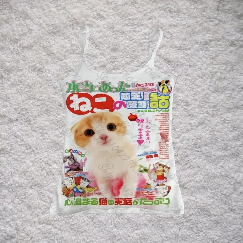 Japanese Anime Clothes Woman Clothing Emo Aesthetic Tanks & Camis Crop Summer Y2k Clothes Women top 2000s clothes y2k
