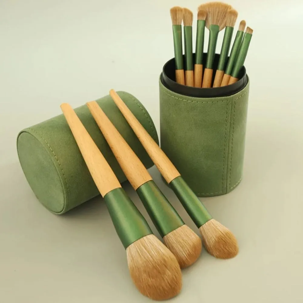 PU Leather Makeup Brush Bucket Dust-Proof Waterproof Empty Cosmetic Brushes Pen Holder Portable Makeup Brush Organizer — image 4