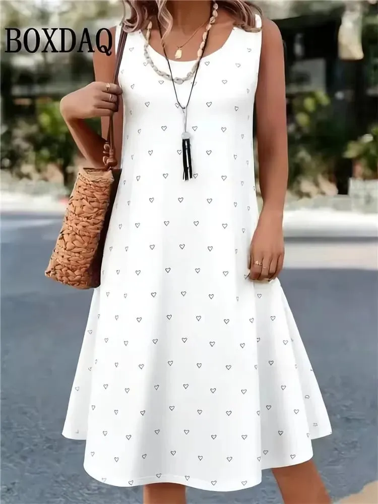 Summer Hot Sale Polka Dot Sleeveless Dress Elegant Women's Fashion 3D Print Mini Dress Casual Round Neck Loose Women's Clothing — image 4