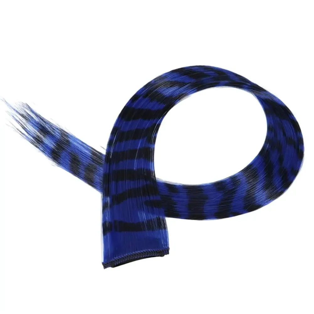Synthetische Haarverlängerung, 45,7 cm lang, glatt, für Damen, Hochtemperatur-Clip-in-Haarverlängerung, Haarteil, Feder-Perücke, Blau, Rose, bunt
