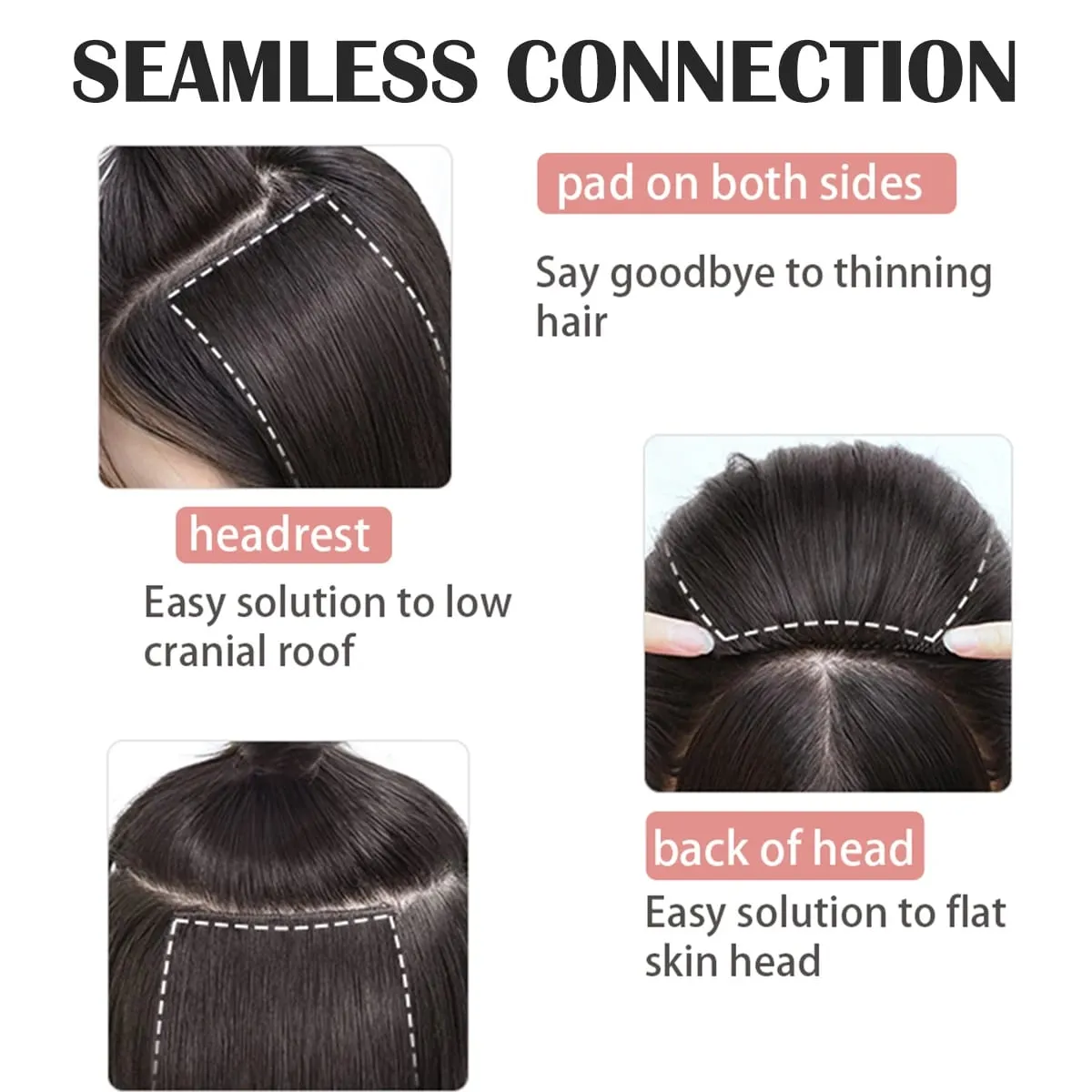 Straight hair synthetic hair pad clip to extend women's natural wigs women's invisible hair clips to add extra volume pieces — image 6