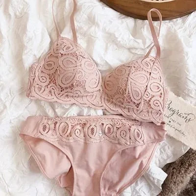 Colors Seamless Comfortable Full Lace Sleepwear Bra Sets Sexy Women Underwear Wire Free Push Up Lingerie Suits Intimates — image 9