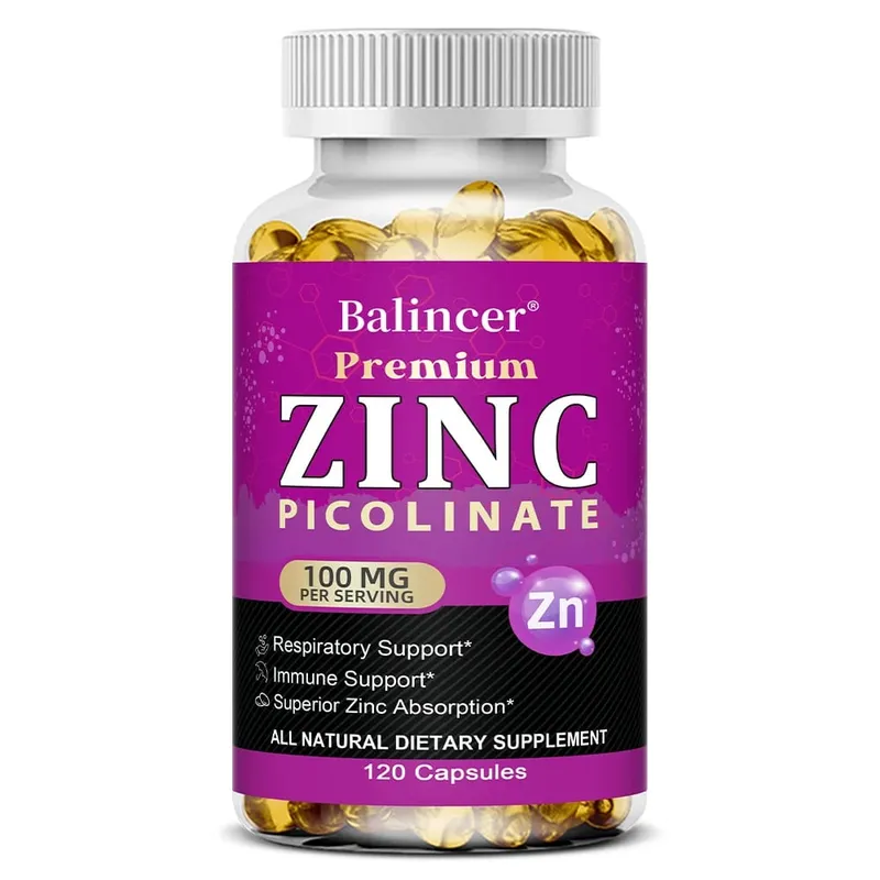 Zinc Picolinate 100Mg Capsules - Respiratory Immune Support Skin and Bone Health Highly Absorbed Supplement