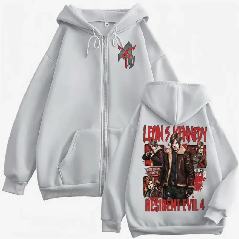 Leon Kennedy Zip Up Hoodie Resident Evil Requiemm Gamer Gift Zipper Hoodies Men's Women Fashion Harajuku Jacket Sweatshirt Coats — image 6