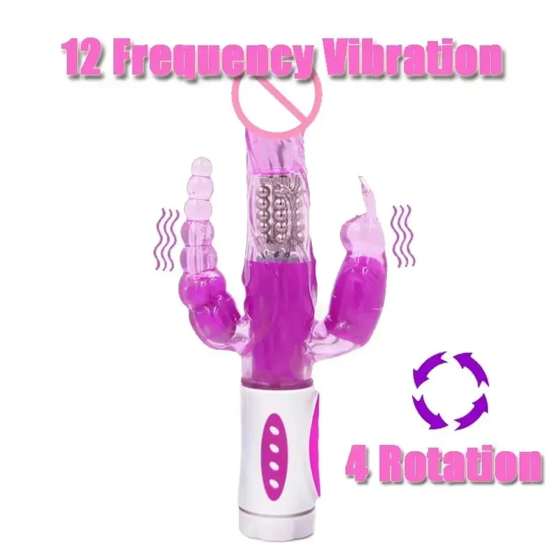 Silicone Rabbit Vibrator 3-in-1 G-Spot Clit Anal Beads Stimulator 10 Modes Thrusting Vibrating Sex Toy for Women — image 6