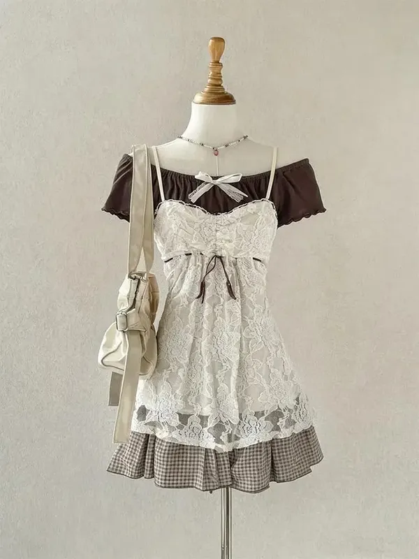 Gothic Retro Sweet Bud Mini Dress Women Harajuku Y2k Strap Dress Y2K Aesthetic Club Party Fashion Outfits — image 13