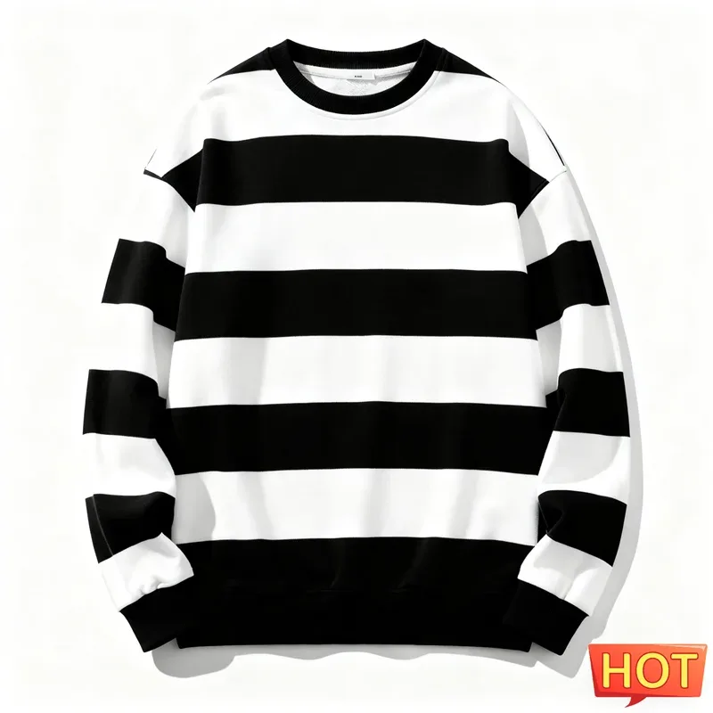 Sudaderas con gráficos de rayas Retro para hombre, sudadera sencilla e informal de manga larga con estampado 3D, jerséis holgados y transpirables con cuello redondo — image 4