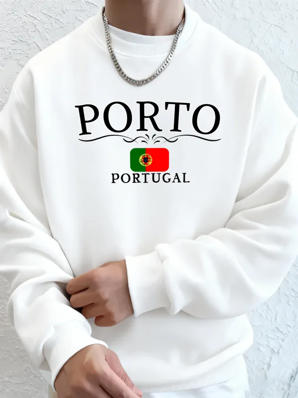 Porto Portugal Letter And Flag Print Clothes Unisex Warm Casual Hoody Street Sports Sportswear Fleece Thicken Streetwear Man — image 11