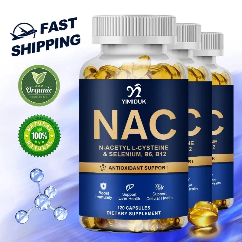 Pure NAC Capsules with Vitamin B12 Support Skin Hydration Antioxidant Immune Cellular Health Detoxification Men & Women