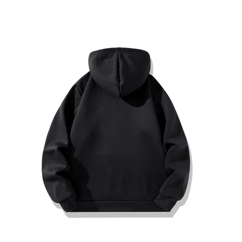 Sweat à capuche en laine d'agneau pour homme et femme, épais, chaud, coupe-vent, imprimé, pull ample, noir, hiver