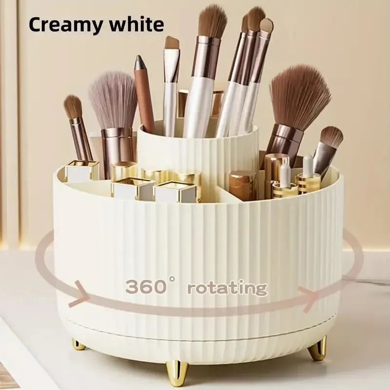 Otočný o 360°, 5 slotů, držák štětců na make-up Organizér Multifunkční úložný prostor na psací stůl Úložný prostor pro kosmetiku pro toaletní stolek v koupelně — image 8