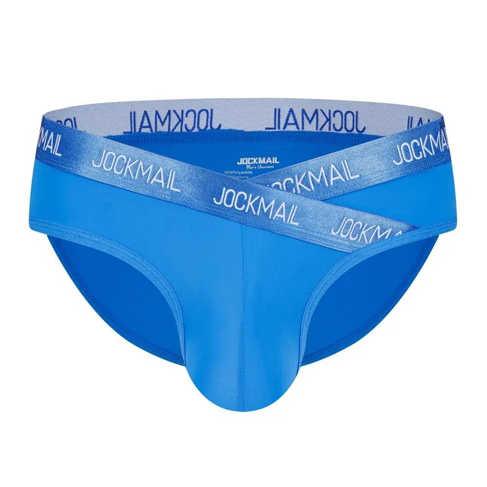 Jockmail Мужское нижнее белье с низкой талией Сексуальные спортивные дышащие летние трусы из ледяного шелка Большая сумка Нейлоновые однотонные мужские трусики — image 22