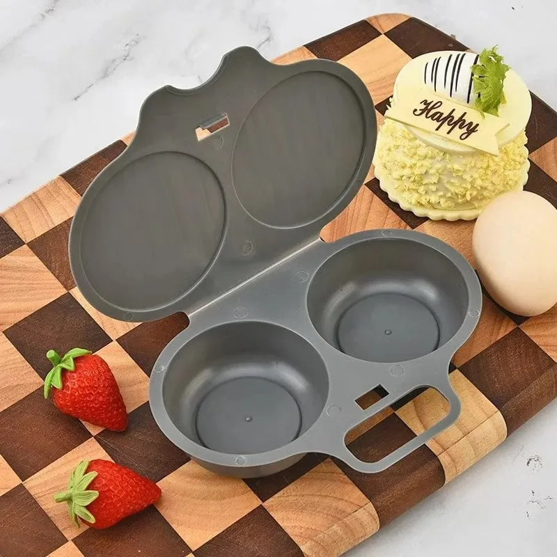 Pentola a vapore per microonde a doppia cavità Cuociuova Friggitrice in plastica per alimenti Stampo per cottura a vapore per uova Accessori da cucina Utensili da cucina