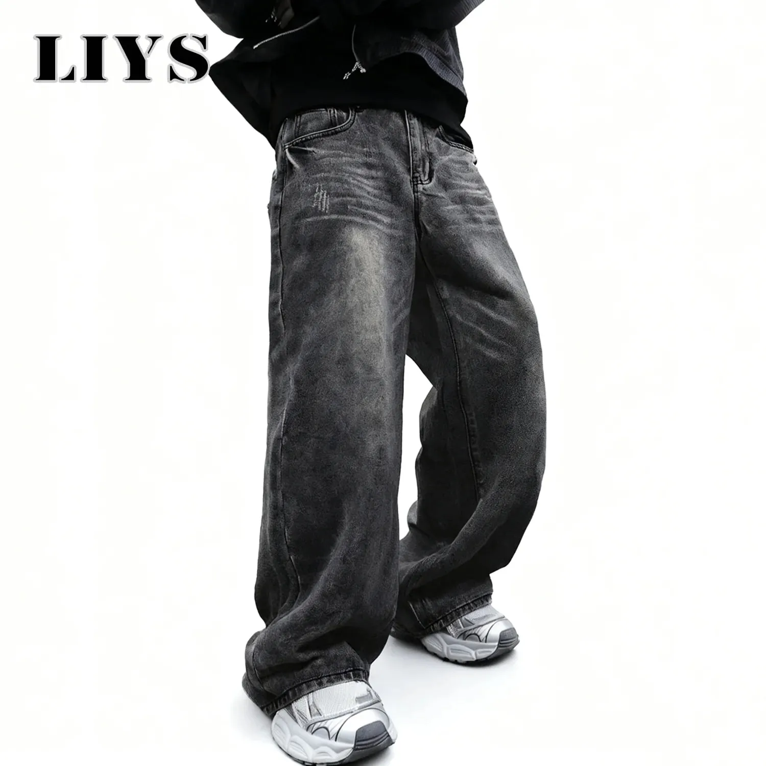 Men's Women's Retro Gray Ultra Baggy Wide-Leg Jeans Four Seasons Casual Oversized Loose Straight-Leg Denim Pants Unisex — image 3