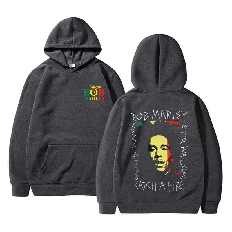 Reggae Bob Marley Face Graphic Hoodie Catch A Fire Album Merch Pullover Hoodies Men Women Casual Vintage Oversized Sweatshirt — image 3