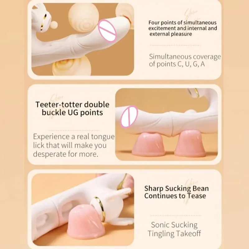 4in1 Thrusting Dildo Vibrator for Women Heating G Spot Clitoris Stimulator Sucking Vaginal Massager Sex Toys Female Masturbator — image 6