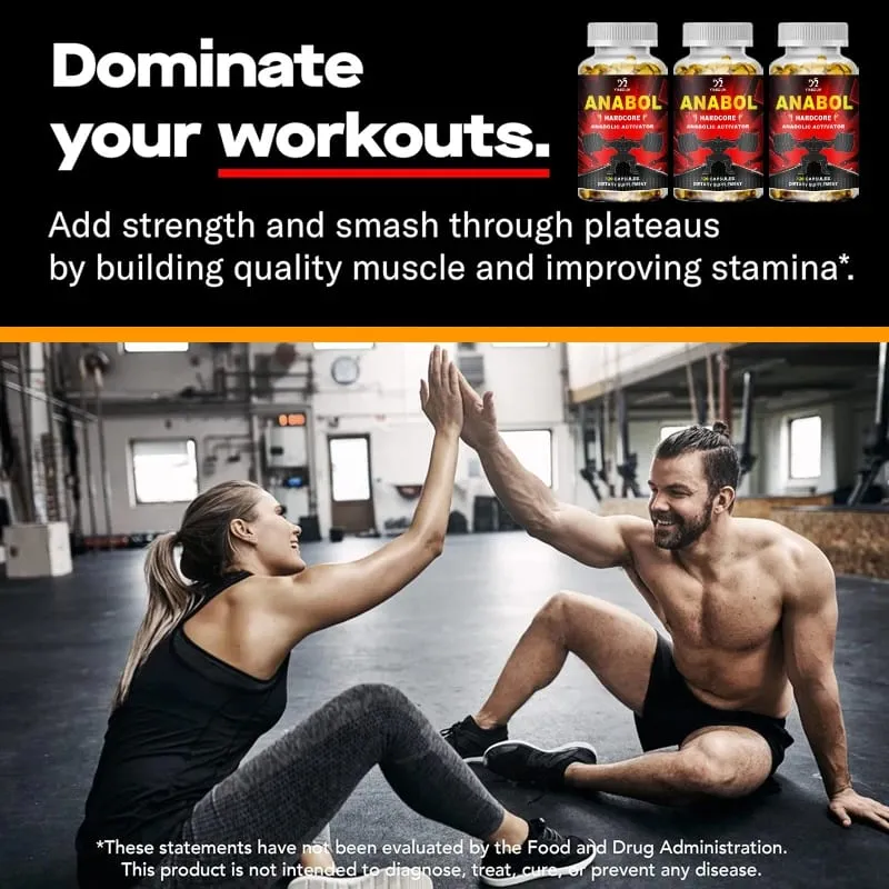 Buy 1 Get 1 Free! Anabol Hardcore Supplement for Muscle Growth Improved Endurance Stress and Mood Relief and Overall Health — image 6