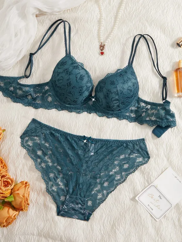 6-Piece Set Women's Underwear Set Sexy Patterned Lace Patchwork No Lining Comfortable Fitting Women's Push-Up Bra Sexy Lingerie — image 13