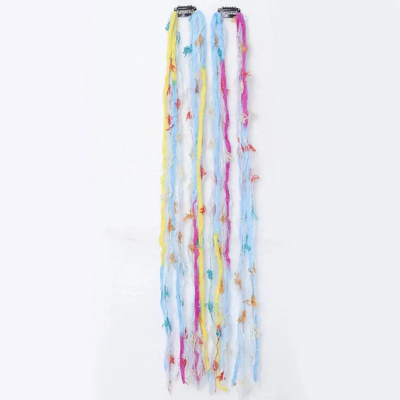 Clip In Dreadlock Hair Extensions Bohemian Frayed Wispy Thin Synthetic Boho Braids For Women Daily Rave Party Hairstyle — image 10