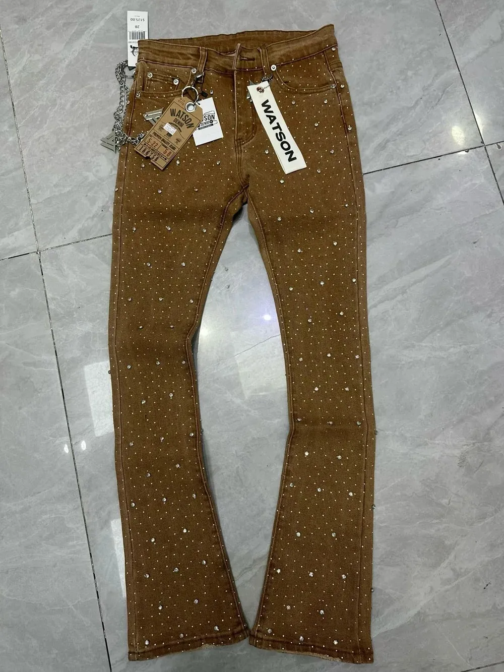 2026 Men's Multi-Pocket High Street Quality Slim Fit Skinny Long Denim Flared Men Yellow Red Pink Jeans Pants — image 14