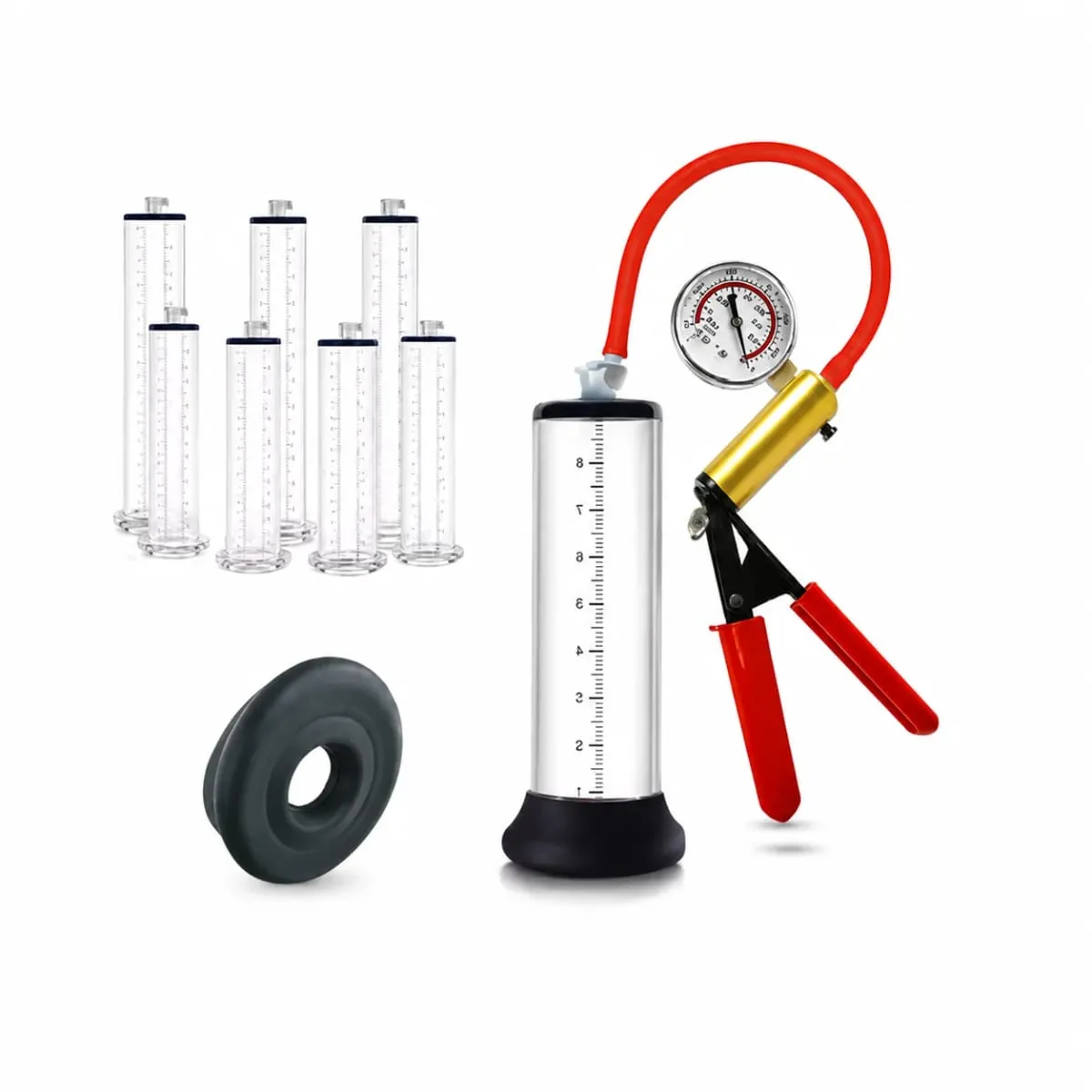 Manual Acrylic Penis Pump for Men with Pressure Gauge Clear Cylinders Vacuum Enlargement Masturbation Trainer Adult Sex Toy Set — image 1