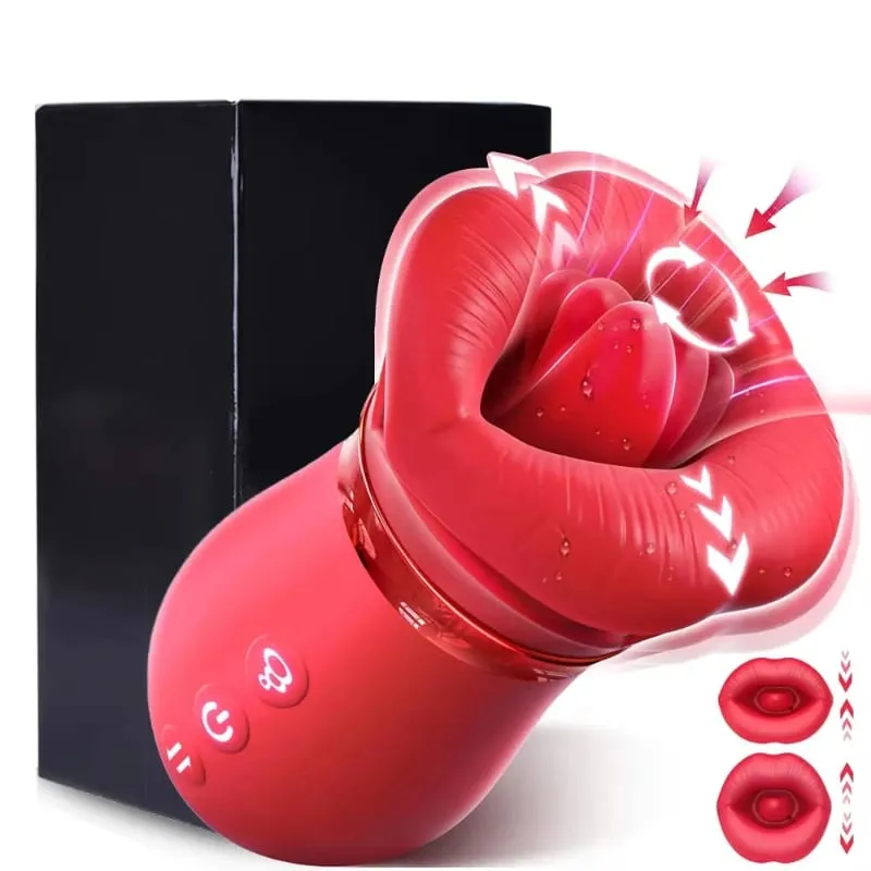 Rose Mouth-Shaped Licker Vibrator Clitoral Nipple Auto Tongue Licking Sucker Stimulator G Spot Clit Masturbate Sex Toy for Women — image 1